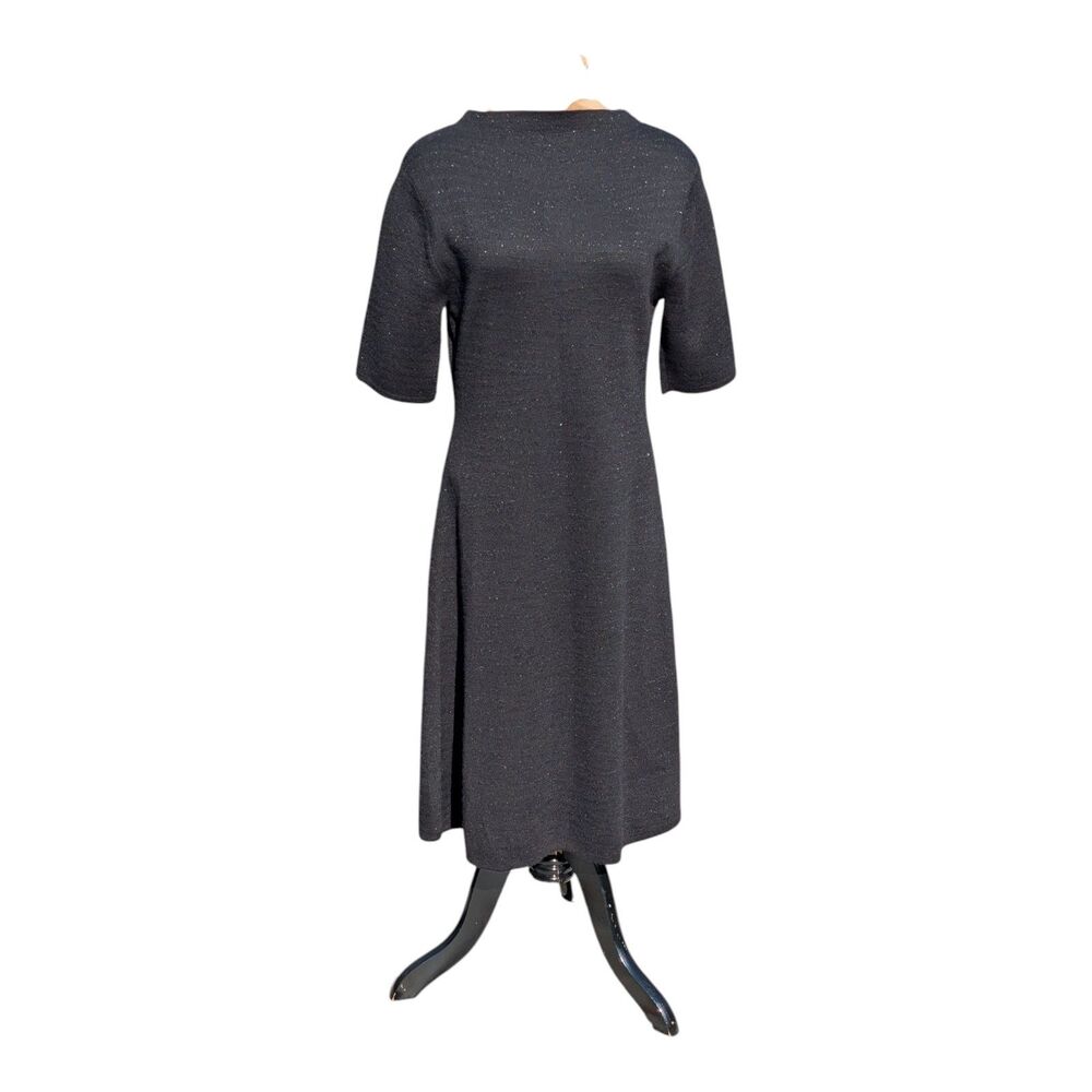 Elegant Black Wool Blend A-Line Dress Sparkle Size Small Goth Wednesday Addams